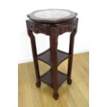 Contemporary Chinese Marble Top Pedestal Approx. 36" high, 17" in diameter.