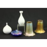 Rosenthal and art glass lot Two pieces Rosenthal porcelain, two vintage art  glass shades,