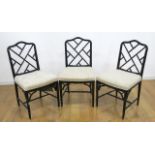 Set of 3 Faux Bamboo Side Chairs Approx. 35 1/2" H x 18" W x 19" D.