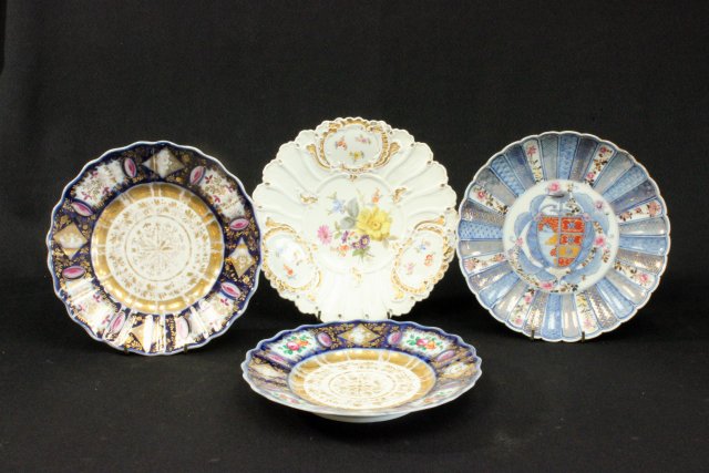 4 Porcelain Plates Including Meisen & Chinese. Largest approx. 8 1/2"  D.