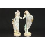 Pair of Chelsea Porcelain Figurines c. 1870's Featuring continental court couple. Approx. 14" H  x