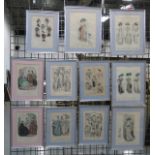 11 Framed Fashion Prints 7, approx. 18 3/4" x 14 1/2". 4, approx. 21" x  17". Re-framed. Re-framed.