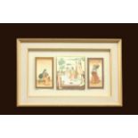 3 Indian Watercolors mounted in Di Frame Approx. 11 1/4" H x 17 1/2" W.
