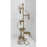 Gilt metal rope tassel 6 tier planter stand Approx. 67" H.