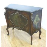 Italian Rococo Style One Door Commode Paint decorated. Approx 32 1/2" H x 37" W x 15" D.