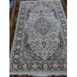 Chinese Silk Ivory Handmade Carpet Approx. 4' H x 6' W. Fading. Fading.