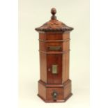 Wood Post Box With one door and drawer. Approx. 22" H.