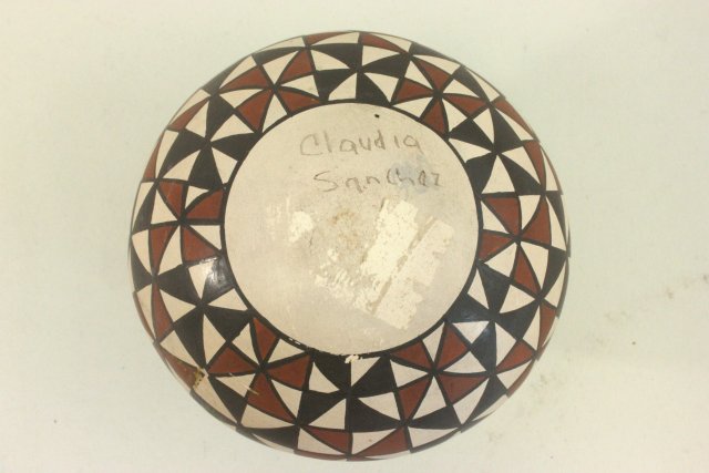 Three Native American Pottery Pieces One piece signed "Claudia Sanchez", one piece  Santa Clara - Image 3 of 9