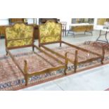 Pair of Louis XV French Country Beds With Chinoisserie decoration and rails & foot  beds. Approx. 45