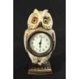 Owl Form Desk Clock Approx. 6 1/2" H.