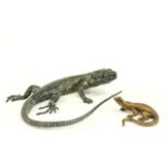 2 Vienne Bronze Lizards Larger, approx 2" H x 8" W. Smaller approx. 3/4" H  x 3 1/2" W.