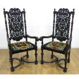 Pair of King Chairs With needlepoint seats. Good condition. Good condition.