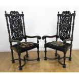 Pair of King Chairs With needlepoint seats. Good condition. Good condition.