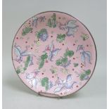 Chinese Bowl with Koi Fish Pink ground. Approx. 14" x 2 1/4".