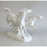 Hutschenreuther Blanc De Chine, Horses Running Depicting a pair of galloping horses. Approx. 15"  H.