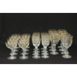 Set of gilt & cut glass French crystal stemware 7 water, 8 wine, 8 champagne.