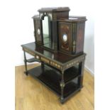 19th c. Louis XVI style Victorian Secretary Desk Burles Walnut & Bronze. Mounted with 45 Sevres