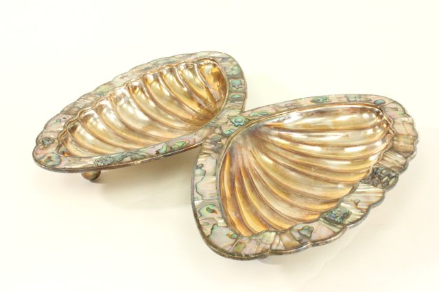 Castillo Mexico Butterfly Tray In silver plate & mother of pearl. Approx. 10 1/2"  H x 8 1/2" W.