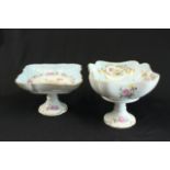 2 Limoges Footed Serving Bowls French floral porcelain. Approx. 8 1/2" W x 9 1/2"  H.
