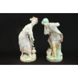 Pair of Chelsea Porcelain Figurines circa 1870's Approx. 15" H. Good condition. Good condition.