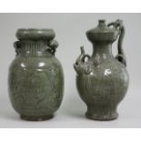 Two Chinese Green Glazed Vessels Approx. 15 1/2" H. Good condition. Good condition.