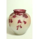 Floral Glass Cameo Vase Painted. Signed "Legras". Marked "Ovington, New  York, France" on bottom.