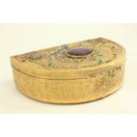 "Empire Art" Enamel & Stone Inset Jewelry Box Demilune shape. Signed on the bottom. Approx. 9" H
