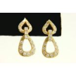 Pair 14k gold & diamond earrings Approx. 2.1 dwt. (4071)