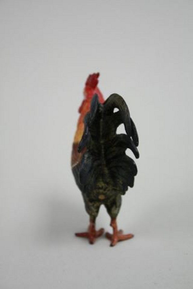 2 patinated bronze birds Rooster approx. 3 1/2" H. Mallard approx. 7 1/2"  H. - Image 9 of 10