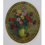 Rose Marie Pent, "Floral Still Life" Oil on board. Framed. Signed lower right. Rose  Marie Pent,