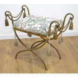 Gilt Metal Tassel Bench Approx. 24" H x 29" W.