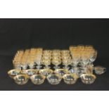 Gilt & crystal stemware and odd pieces 11 wine, 11 smaller wine, 8 cordials, 5 water, 12  champagne,
