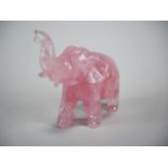 Chinese Rose Quartz Elephant Approx. 4" H.