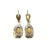 Pair silver & 18k gold earrings 925 silver & 18k Aztec god. (4071)