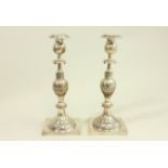19th C. Polish Silver Candlesticks Approx. 28 ozt. Unmarked. Approx. 12 1/4" H.