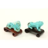 Carved Tortoise & Lioness & Lion on Wood Bases Approx. 1 1/2" H x 2" W with base.