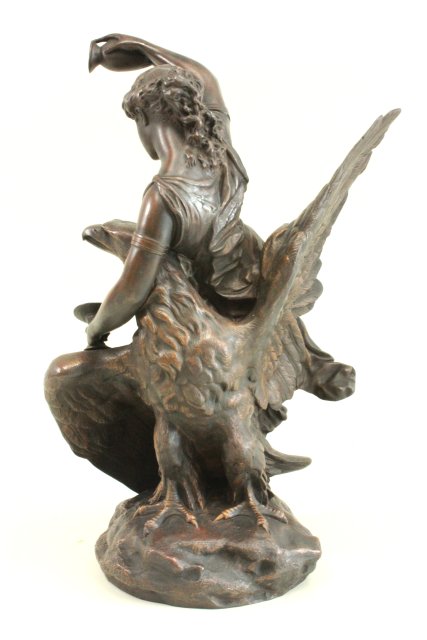 C. Buhot Bronze Woman on an eagle. Approx. 17 1/4" H. - Image 5 of 6