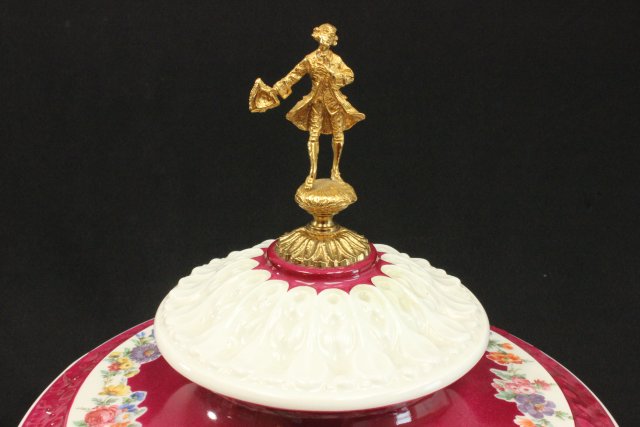 Red & White Italian Covered Tureen Centerpiece Approx. 17" H. - Image 2 of 7