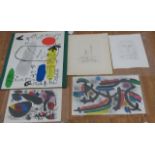 Picasso, Miro, Giacometti; Lot of 5 Pieces Including prints, etching, & poster. Largest  approx.