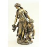 French Style Figural Bronze, Two Classical Women Approx. 14 1/2" H.