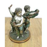 S. Keliam, Silvered Bronze, 3 Cherubs Approx. 31" H x 26" D.