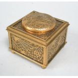 Tiffany Studios, NY Bronze & Glass Inkwell Approx. 3" H x 4" square. From a private NYC  estate.