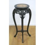 Marble Top Carved Teakwood Stand Approx. 35 3/4" H x 13" D.