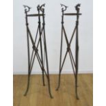 Pair of Neo-classic Style Bronze Garden Stands Approx. 55" H x 15" D.