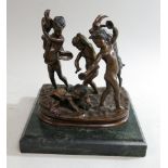 Bronze Grouping after Clodion Depicting children & goat. Signed Clodion. Mounted  on marble base.