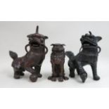 3 Bronze Foo Dogs Various sizes. Tallest approx. 16 1/2" H.