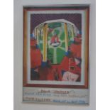 David Hockney, "Views of Hotel Well III" Color offset lithograph. Framed. Signed in green  pen lower