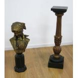Woman with Child, Bronze 2 piece bust on stand. Bust on base approx. 30" H  x 9" W. Stand approx.