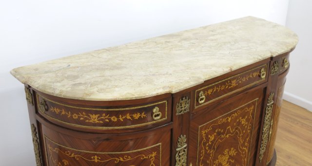 Marble Top Bronze Ormolu Inlaid Sideboard - Image 2 of 5