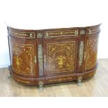 Marble Top Bronze Ormolu Inlaid Sideboard